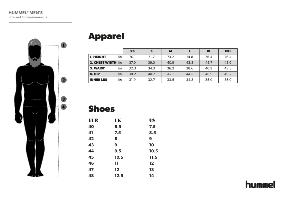 Apparel  Shoes Size Chart - Hummel, Page 3