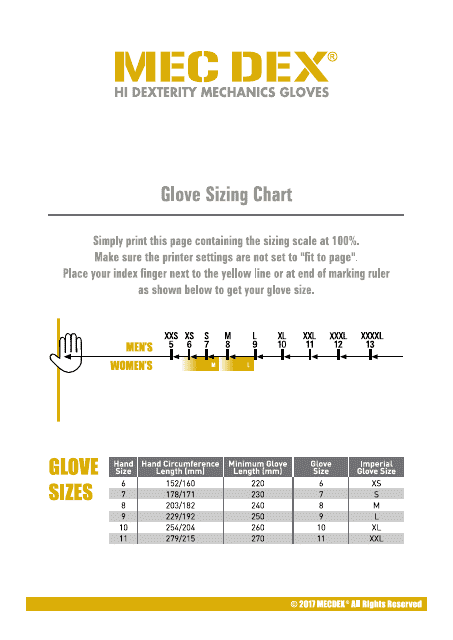 Glove Size Chart - Mecdex