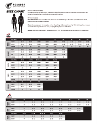 Document preview: Sportswear Size Chart - Founder