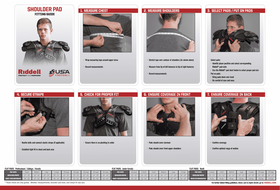 Shoulder Pad Size Chart - Riddel - Protect and Perform