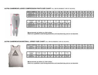 Sportswear Size Chart - Alpha Gamewear, Page 2