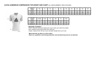 Sportswear Size Chart - Alpha Gamewear, Page 3