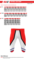 Document preview: Football Pants Size Chart - Sgs