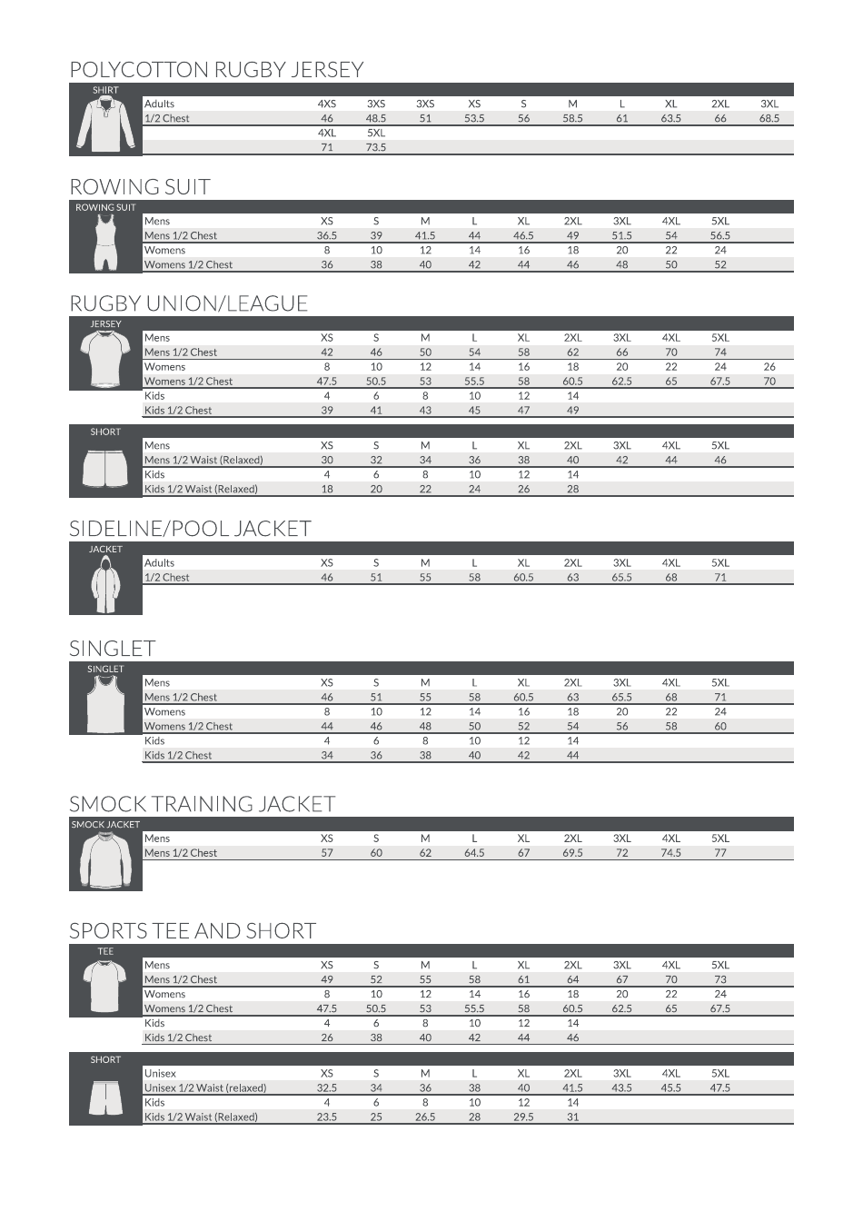 Sportswear Size Chart - Tru, Page 3