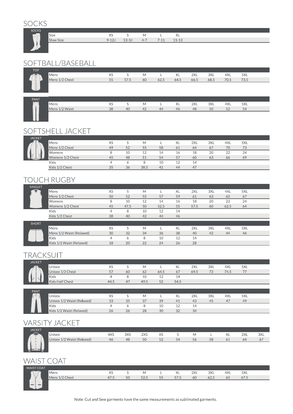 Sportswear Size Chart - Tru Download Printable PDF | Templateroller