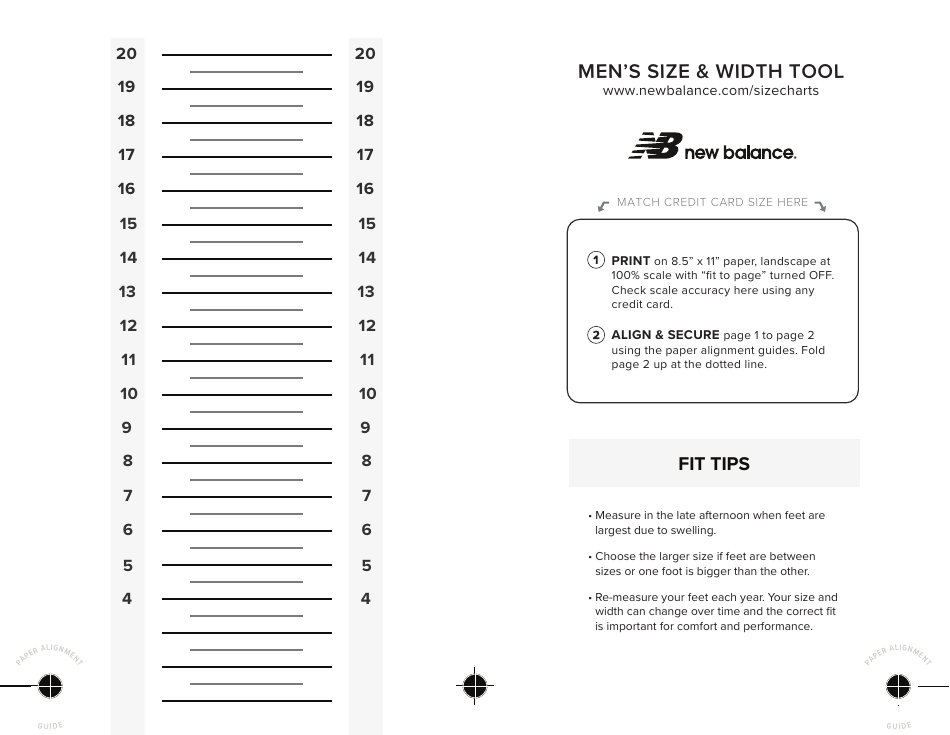 Men's Footwear Size & Width Chart - New Balance Download Printable PDF ...