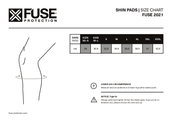 Shin Pads Size Chart - Fuse Protection