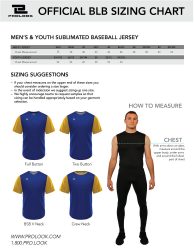 Document preview: Men's and Youth Baseball Jersey Size Chart - Prolook
