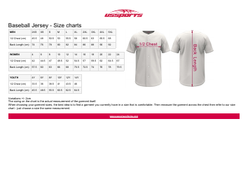 Document preview: Baseball Jersey Size Chart (Cm) - Ussports