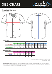 Document preview: Baseball Jersey Size Chart - Vayda Sport