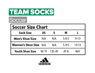 Document preview: Soccer Sock Size Chart - Adidas