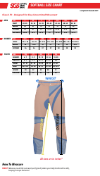 Document preview: Softball Pants Size Chart - Sports Gear Swag