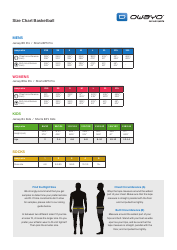 Document preview: Basketball Clothing Size Chart - Owayo