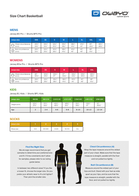 Basketball Clothing Size Chart - Owayo