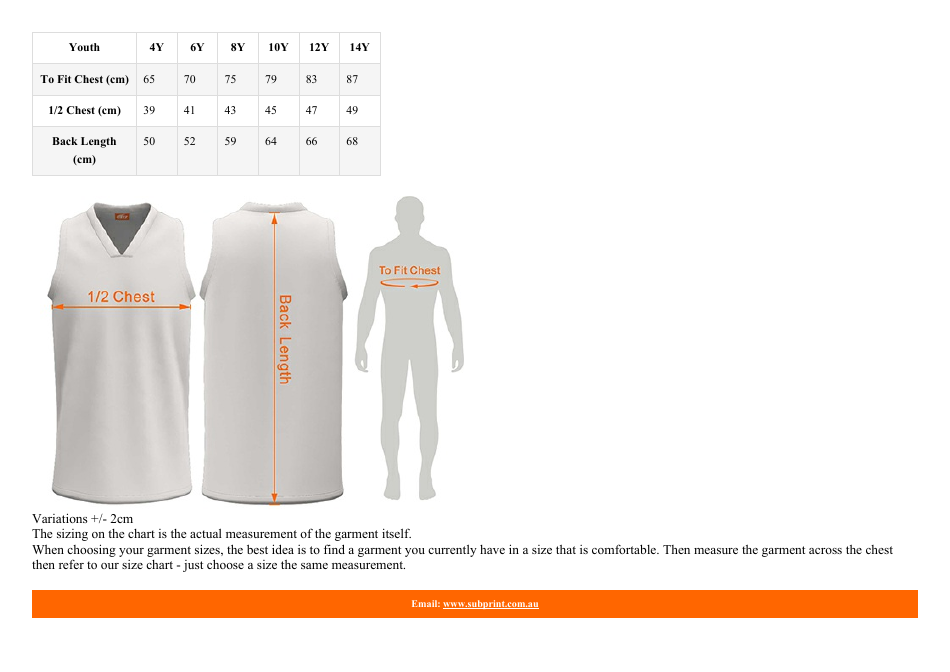 Basketball Singlet Size Chart - Oztj, Page 2