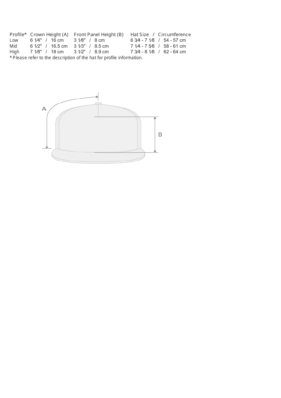 Baseball Hat Size Chart - Printable Image Preview