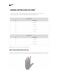 Document preview: Baseball Batting Glove Size Chart - Nike