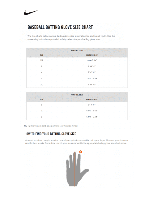 Baseball Batting Glove Size Chart - Nike