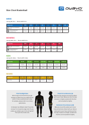 Document preview: Basketball Uniform Size Chart - Custom Sports