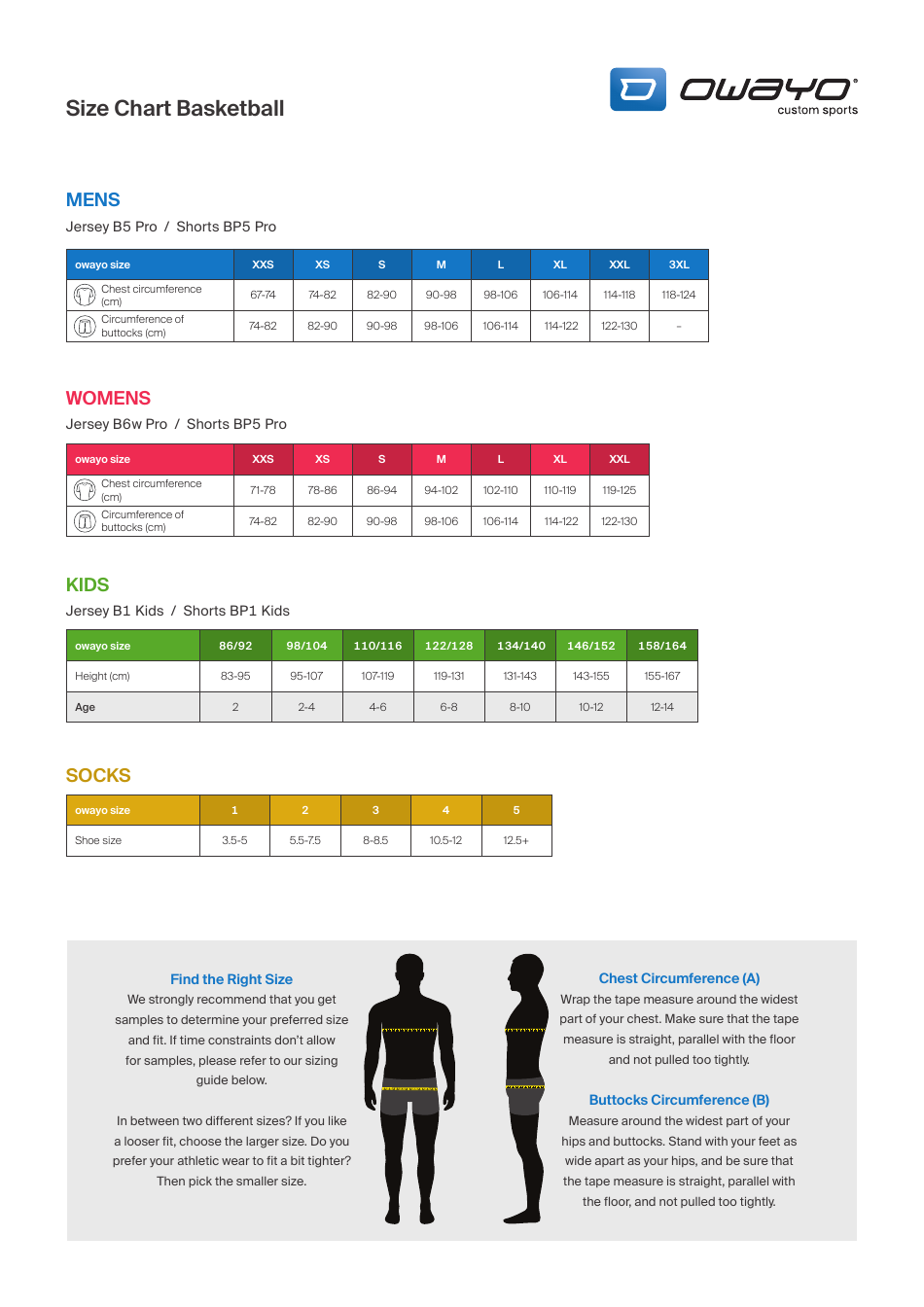 Basketball Uniform Size Chart Custom Sports Download Printable PDF