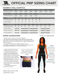 Document preview: Women's Fastpitch Softball Uniform Size Chart - Prolook