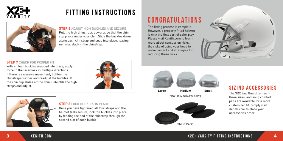Football Helmet Size Chart - Xenith - Eight Steps, Page 3