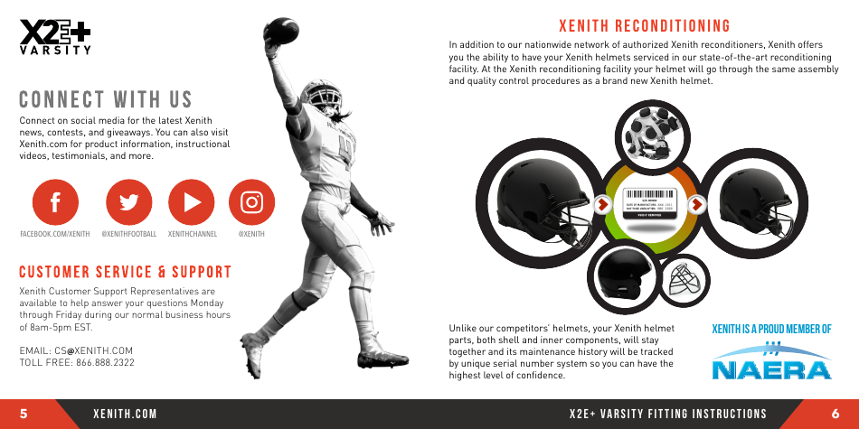 Football Helmet Size Chart - Xenith - Eight Steps Download Printable