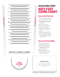 Document preview: Kid's Foot Size Chart - Soccer