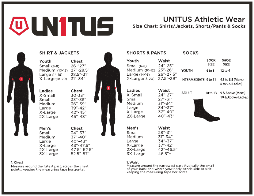 Athletic Wear Size Chart - Un1tus
