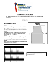 Document preview: Basketball Singlet & Shorts Size Chart - Vortex Basketball