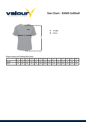 Document preview: Softball Jersey Size Chart - Valour
