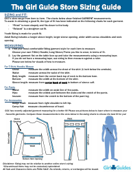 Youth &amp; Adult Girls&#039; Garment Size Chart - Girl Guides