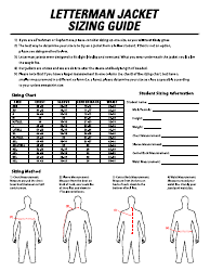 Document preview: Letterman Jacket Size Chart