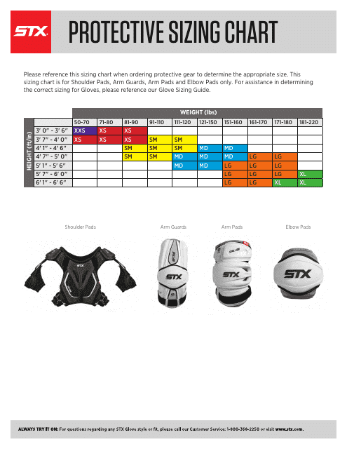Protective Gear Size Chart - Stx