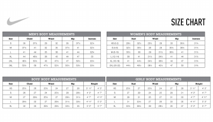 Document preview: Sportswear Size Chart - Nike