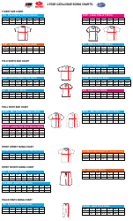 Document preview: Sportswear Size Chart - 3 Star - Blue, Pink, Orange