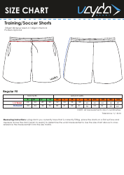 Document preview: Training/Soccer Shorts Size Chart - Vayda Sports
