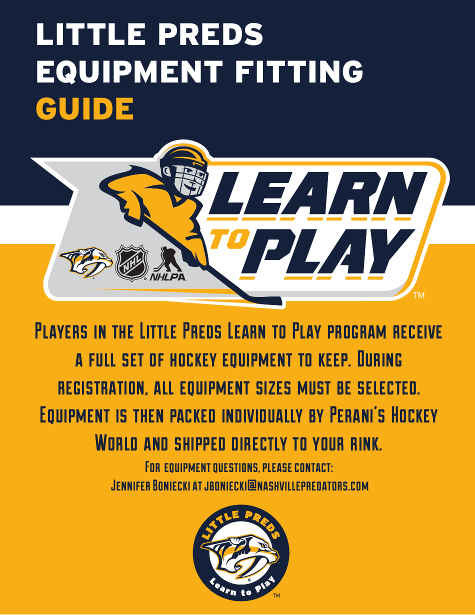 Hockey Equipment Size Chart - Little Preds Download Fillable PDF