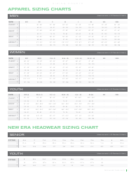 Document preview: Apparel & Headwear Size Chart - Bauer