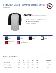 Document preview: Baseball Jersey Size Chart - Soffe