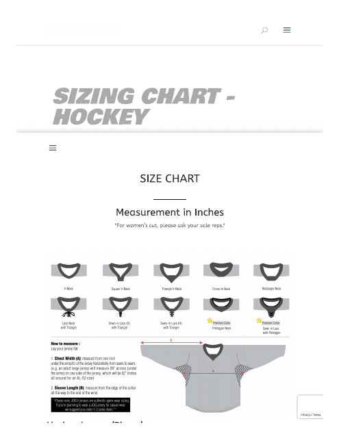 Hockey Jersey Size Chart - Jog Athletics