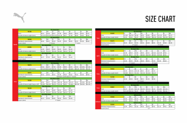 Document preview: Sportswear Size Chart - Puma