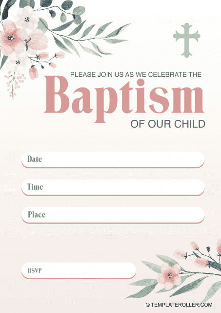 White Baptism Invitation Template - Preview
