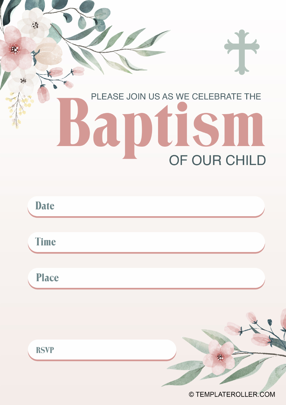 Baptism Invitation Template - White Download Printable PDF | Templateroller