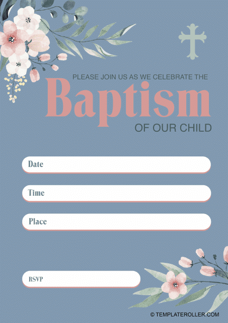 Grey Baptism Invitation Template