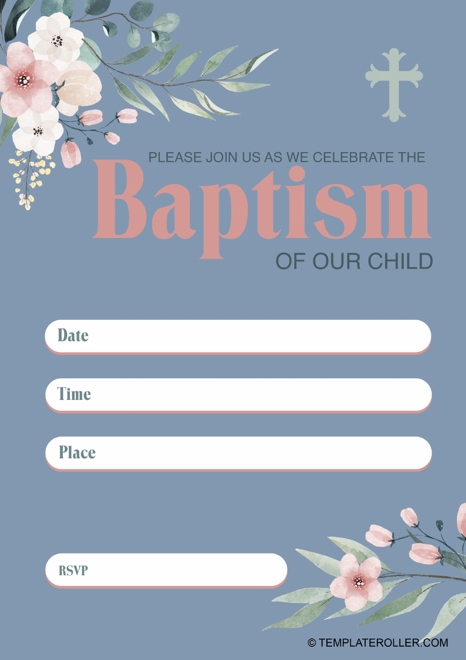 Baptism Invitation Template - Grey Download Printable PDF | Templateroller