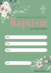 Baptism Invitation Template - Green
