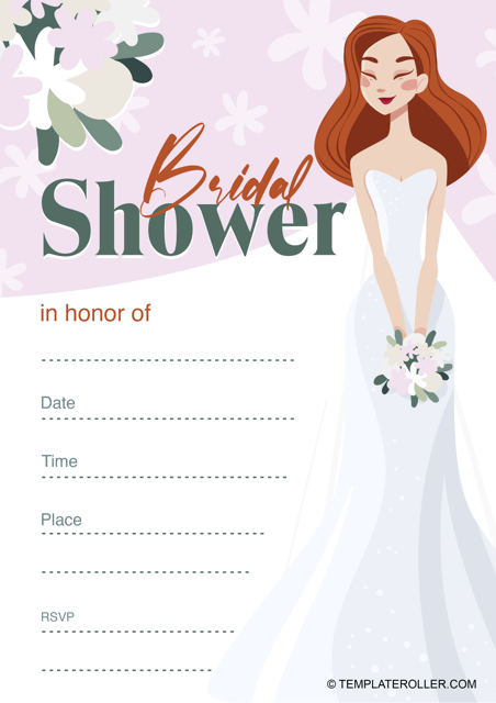 Bridal Shower Invitation Template - White and Pink