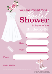 Document preview: Bridal Shower Invitation Template - Pink