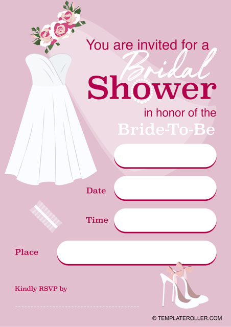 Bridal Shower Invitation Template - Pink